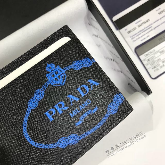prada錢包 普拉達專櫃最新十字紋牛皮卡夾 2MC223 PRADA男士卡片夾  pyd2115